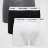 Selected Homme 3 Pack Trunks In Black White Grey With Waistband For Men