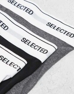 Selected Homme 3 Pack Trunks In Black White Grey With Waistband For Men -Modish Mens Shop 206543845 3