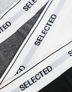 Selected Homme 3 Pack Trunks In Black White Grey With Waistband For Men -Modish Mens Shop 206543845 4