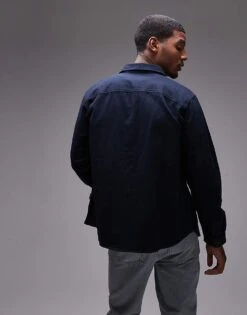 Selected Homme Oversized Shirt With Pockets In Navy For Men Sky Captain -Modish Mens Shop 206544006 3