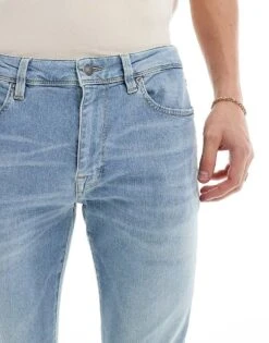 Selected Homme Leon Slim Fit Jeans In Light Blue For Men Blue Denim -Modish Mens Shop 206613972 5