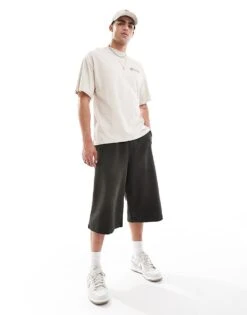 Selected Homme Oversized T-shirt With Mount Fuji Backprint In Cream For Men Oatmeal -Modish Mens Shop 206679786 3