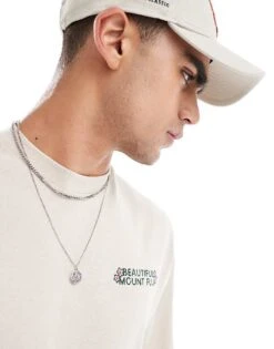 Selected Homme Oversized T-shirt With Mount Fuji Backprint In Cream For Men Oatmeal -Modish Mens Shop 206679786 4