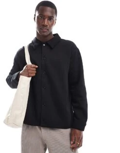Selected Homme Oversized Jersey Shirt In Black For Men -Modish Mens Shop 206734910 1 black 1