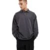 Selected Homme Oversized Polo Shirt In Dark Grey For Men Asphalt