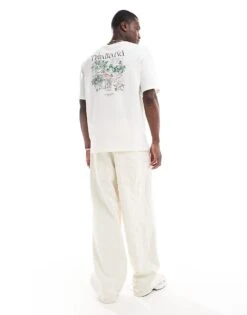 Selected Homme Oversized T-shirt With Thailand Backprint In Cream For Men White Alyssum -Modish Mens Shop 206751142 3