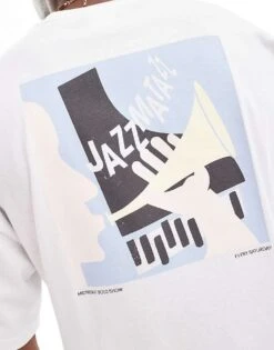 Selected Homme Super Oversized T-shirt With Jazz Backprint In White For Men -Modish Mens Shop 206755428 3
