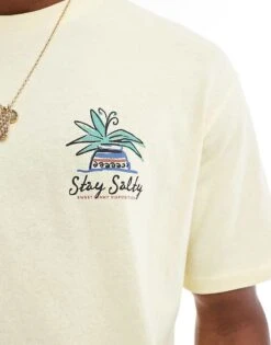 Selected Homme Oversized T-shirt With Scenic Backprint In Yellow For Men Pastel Yellow -Modish Mens Shop 206757635 3