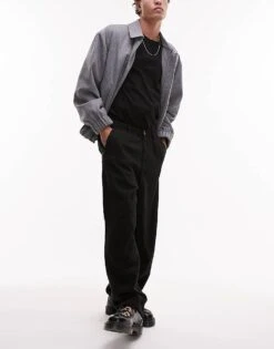 Selected Homme Wide Fit Pleated Trouser In Black For Men -Modish Mens Shop 206870123 1 black 1