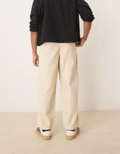 Selected Homme Wide Fit Pleated Trouser In Cream For Men Fog -Modish Mens Shop 206870143 3