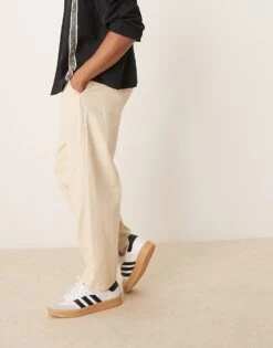 Selected Homme Wide Fit Pleated Trouser In Cream For Men Fog -Modish Mens Shop 206870143 5