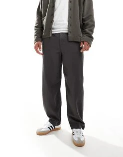 Selected Homme Wide Fit Pleated Trouser In Grey For Men Volcanic Ash
