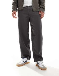 Selected Homme Wide Fit Pleated Trouser In Grey For Men Volcanic Ash -Modish Mens Shop 206870154 4