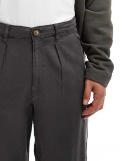 Selected Homme Wide Fit Pleated Trouser In Grey For Men Volcanic Ash -Modish Mens Shop 206870154 5