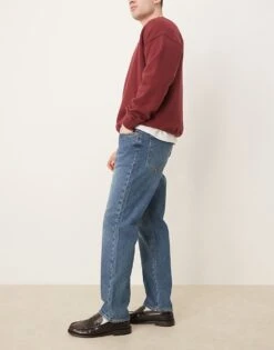 Selected Homme Scott Straight Fit Jeans In Blue Wash For Men Medium Blue Denim -Modish Mens Shop 206934691 3