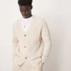 Selected Homme Cable Knit Cardigan In Cream For Men Oatmeal