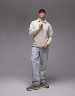 Selected Homme Borg Half Zip Fleece In Cream For Men Oatmeal -Modish Mens Shop 206937611 3