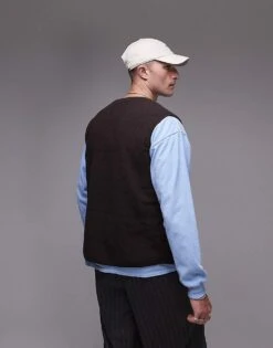 Selected Homme Borg Gilet In Brown For Men Chocolate Torte -Modish Mens Shop 206939060 3