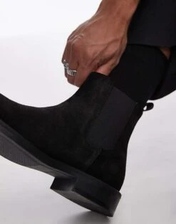 Selected Homme Suede Chelsea Boots In Black For Men -Modish Mens Shop 206945336 4