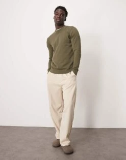 Selected Homme Mock Neck Knitted Jumper In Green For Men