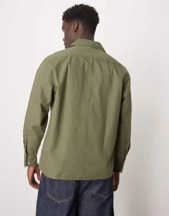 Selected Homme Boxy Overshirt In Green With Pocket For Men -Modish Mens Shop 206945395 4