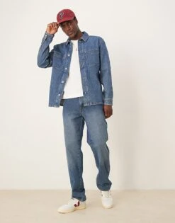Selected Homme Boxy Denim Overshirt In Mid Blue For Men -Modish Mens Shop 206945438 4