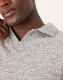 Selected Homme Polo Collar Jumper In Grey Melange For Men -Modish Mens Shop 206945456 3