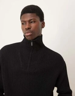 Selected Homme Half Zip Jumper In Black For Men -Modish Mens Shop 206945474 3