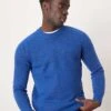 Selected Homme Crew Neck Fluffy Alpaca Knitted Jumper In Blue For Men