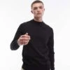 Selected Homme Mock Neck Knitted Jumper In Black For Men