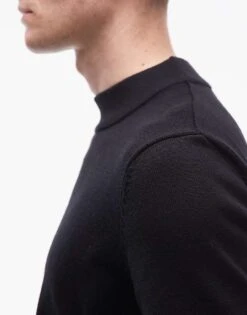 Selected Homme Mock Neck Knitted Jumper In Black For Men -Modish Mens Shop 206945483 3