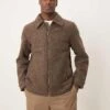 Selected Homme Collar Wool Zip Up Jacket In Brown For Men