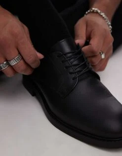 Selected Homme Leather Derby Shoes In Black For Men -Modish Mens Shop 206945506 2