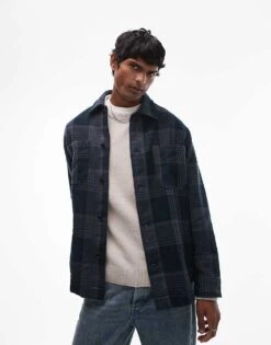 Selected Homme Oversized Overshirt In Blue Check For Men -Modish Mens Shop 206945523 1 blue 1