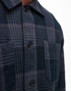 Selected Homme Oversized Overshirt In Blue Check For Men -Modish Mens Shop 206945523 3