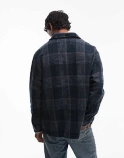 Selected Homme Oversized Overshirt In Blue Check For Men -Modish Mens Shop 206945523 4