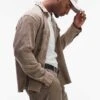 Selected Homme Textured Overshirt In Cream For Men Moonbeam