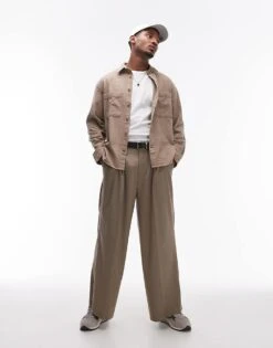 Selected Homme Textured Overshirt In Cream For Men Moonbeam -Modish Mens Shop 206945543 3