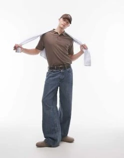 Selected Homme Knitted Polo Shirt With Applique Pattern In Brown For Men -Modish Mens Shop 206945614 3