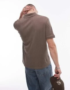 Selected Homme Knitted Polo Shirt With Applique Pattern In Brown For Men -Modish Mens Shop 206945614 4