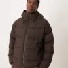 Selected Homme Down Puffer Jacket In Brown For Men