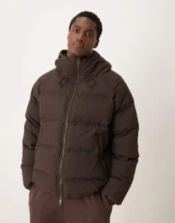 Selected Homme Down Puffer Jacket In Brown For Men