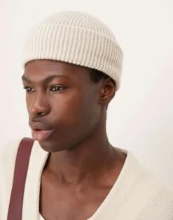 Selected Homme Merino Wool Beanie In Cream For Men Moonbeam -Modish Mens Shop 206945647 1 moonbeam 1