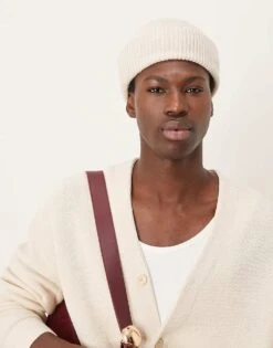 Selected Homme Merino Wool Beanie In Cream For Men Moonbeam -Modish Mens Shop 206945647 3