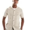 Selected Homme Knitted Shirt With Applique Pattern In Cream For Men Moonbeam