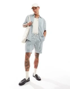 Selected Homme Boxy Fit Seersucker Set