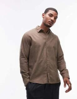 Selected Homme Oversized Shirt In Dark Tan For Men Morel -Modish Mens Shop 207004135 1 morel 1