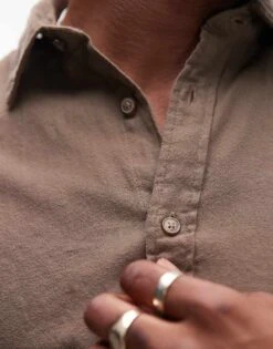 Selected Homme Oversized Shirt In Dark Tan For Men Morel -Modish Mens Shop 207004135 3