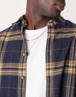 Selected Homme Oversized Shirt In Navy Yellow Check For Men Sky Captain - Checks -Modish Mens Shop 207004732 3