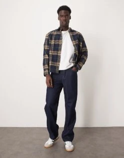 Selected Homme Oversized Shirt In Navy Yellow Check For Men Sky Captain - Checks -Modish Mens Shop 207004732 4